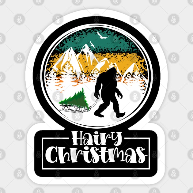 Funny Bigfoot Christmas Hairy Christmas Sasquatch Xmas Sticker by CharJens